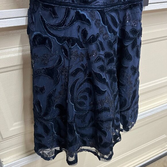 City Studio Juniors Sz 13/14 Sequined Short Fit Flare Dress Navy - Picture 4 of 10